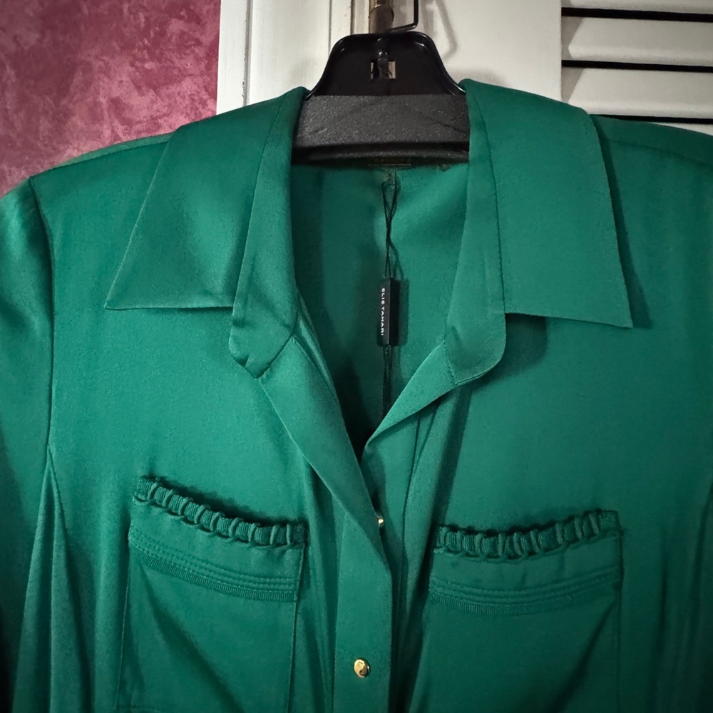 Elie Tahari Green Blouse - New With Tags!